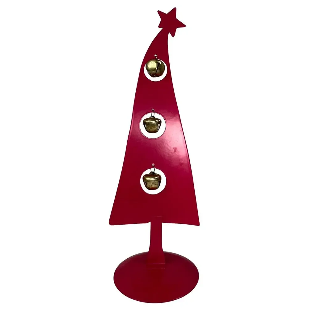 Hot Pink Metal Jingle Bell Christmas Tree Star Topper